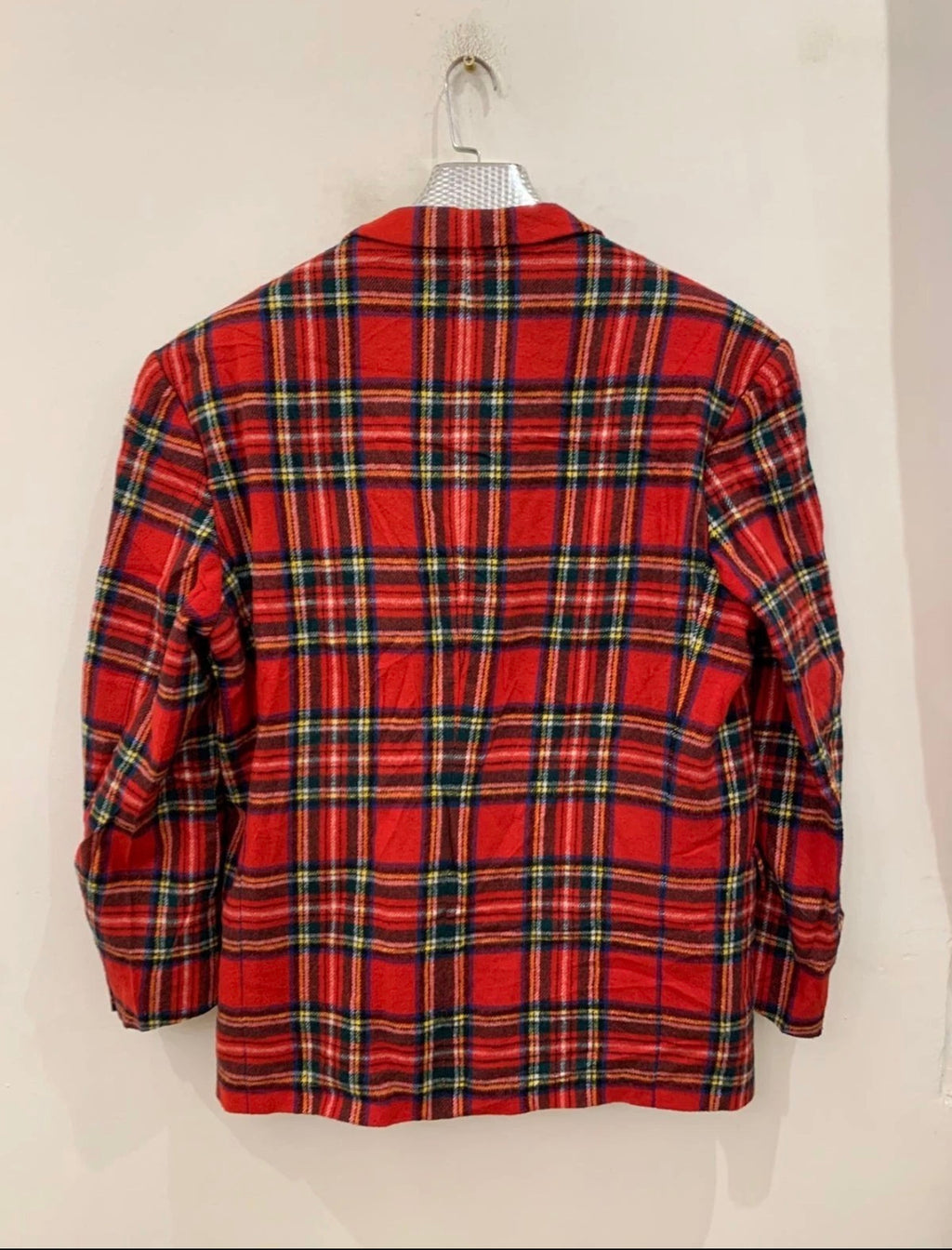 Vintage wool blend camouflage plaid classic unique red jacket blazer 44R