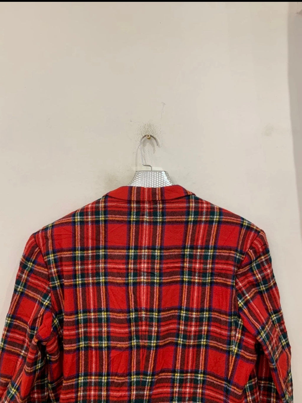 Vintage wool blend camouflage plaid classic unique red jacket blazer 44R