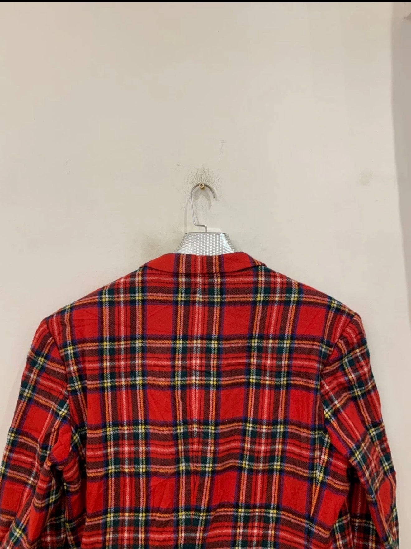 Vintage wool blend camouflage plaid classic unique red jacket blazer 44R