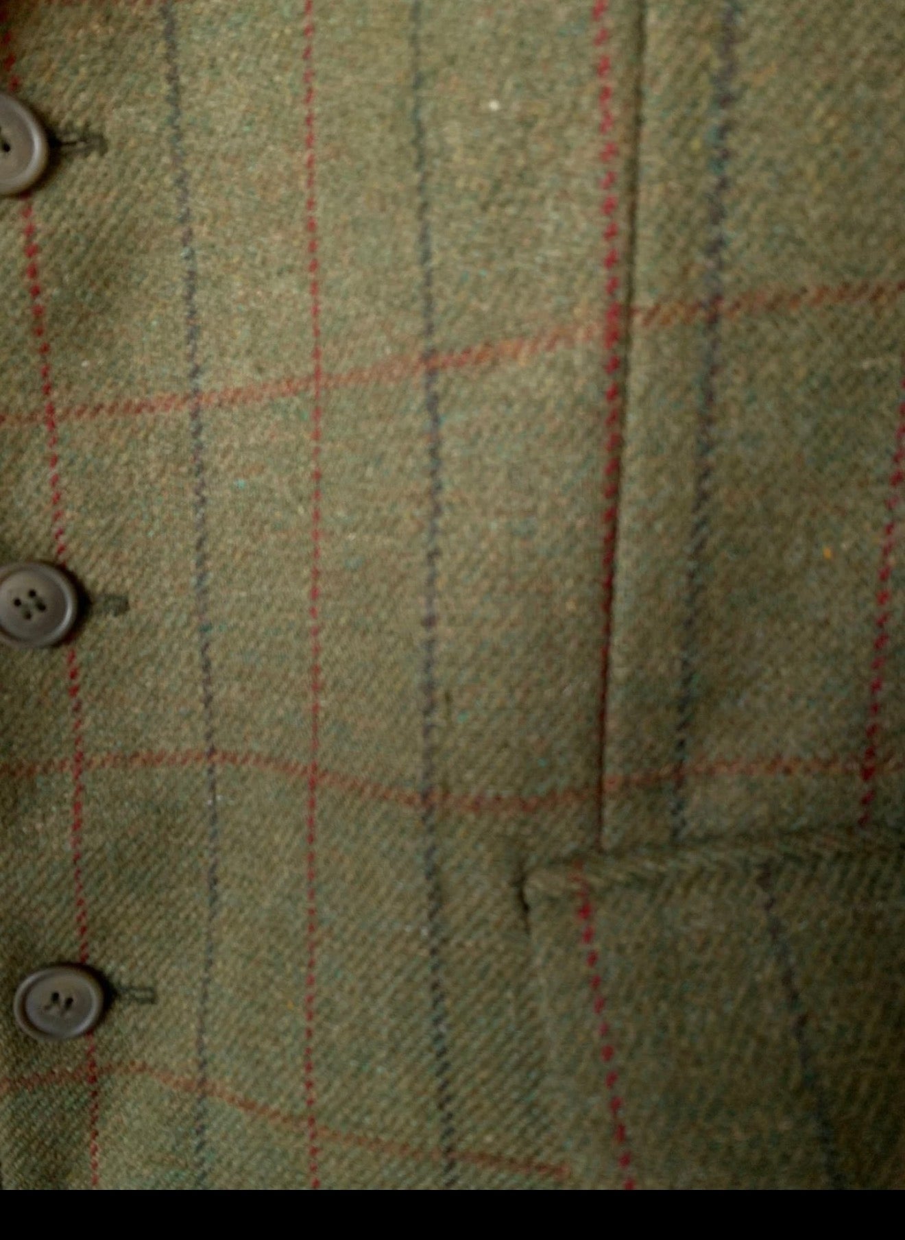 Vintage pure wool handwoven Tweed Windowpane green hunting jacket blazer 44R