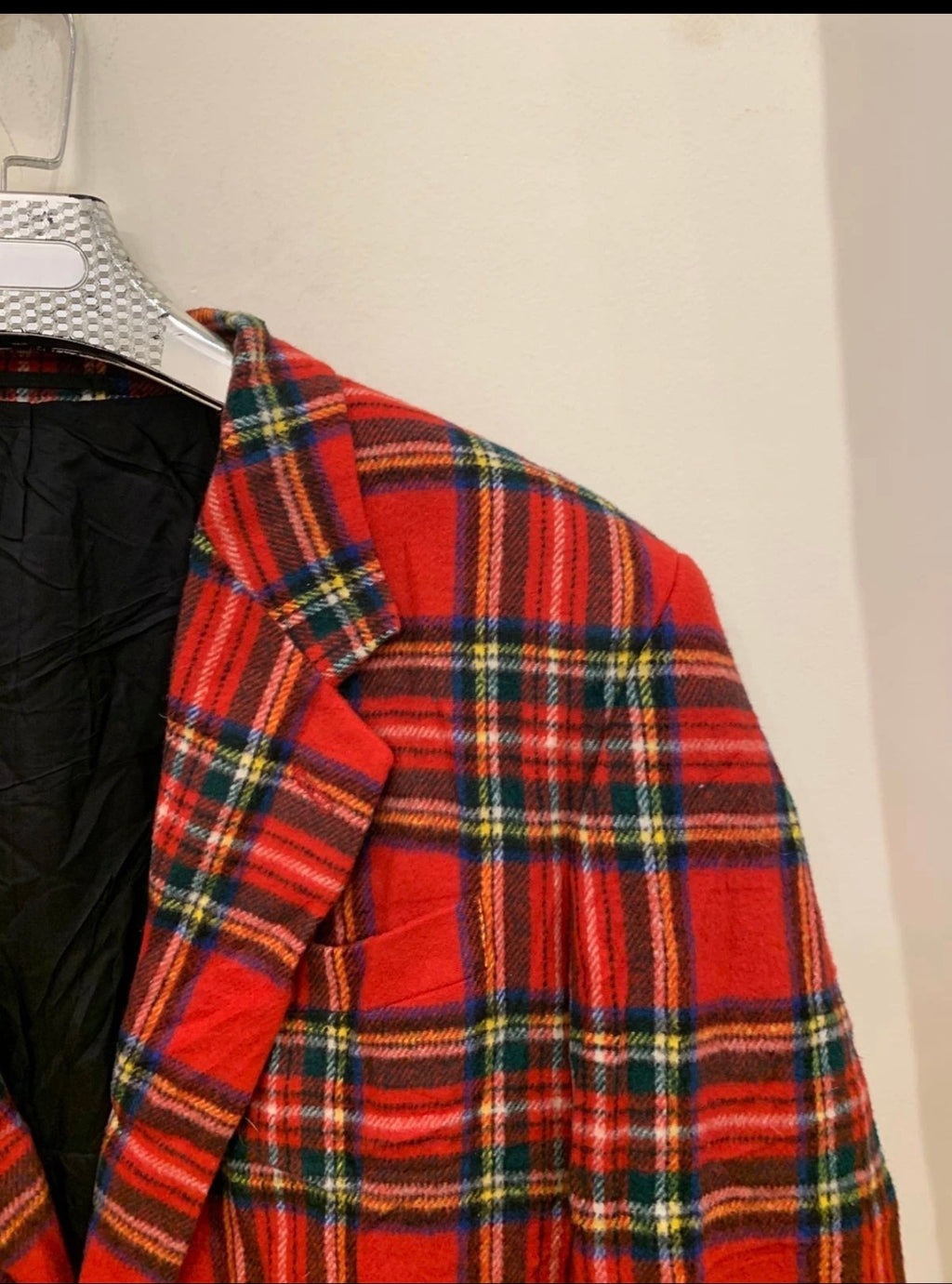 Vintage wool blend camouflage plaid classic unique red jacket blazer 44R