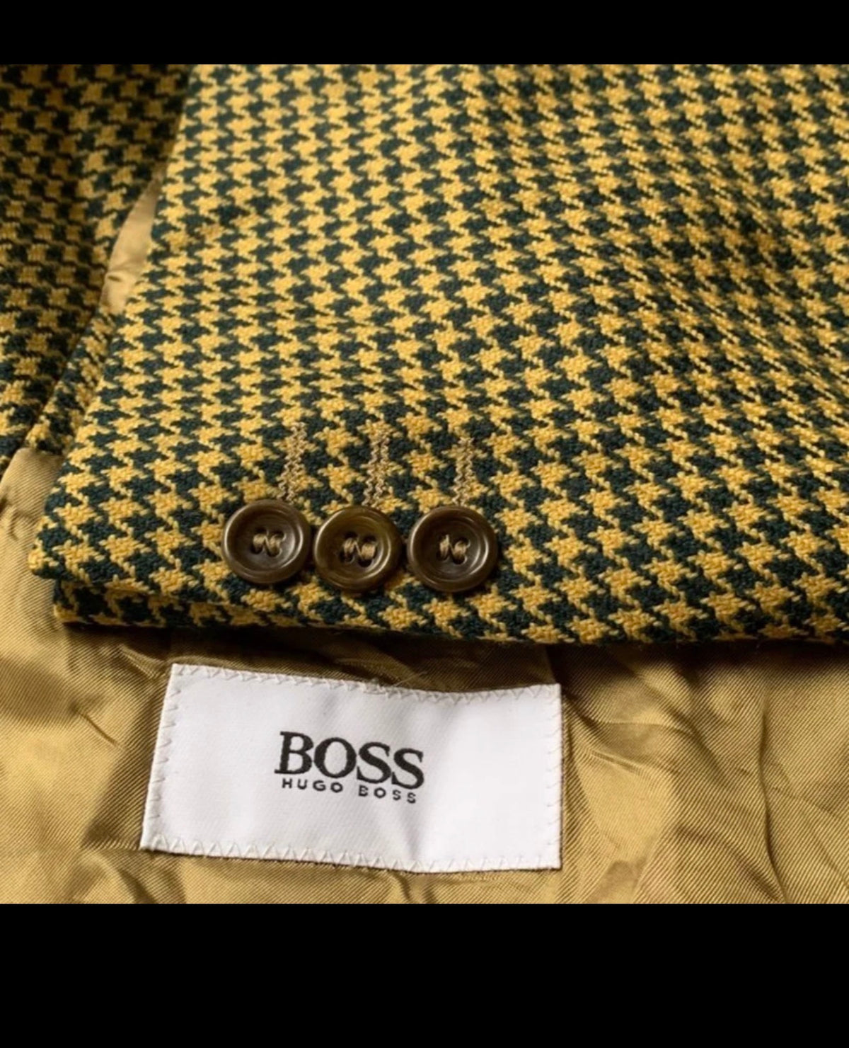 Vintage Hugo Boss Rubirosa pure wool houndstooth classic jacket blazer 44R 44L