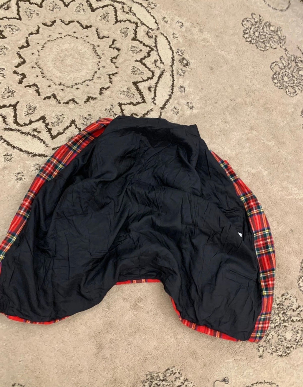 Vintage wool blend camouflage plaid classic unique red jacket blazer 44R