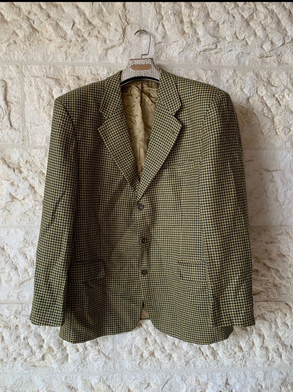 Vintage Hugo Boss Rubirosa pure wool houndstooth classic jacket blazer 44R 44L
