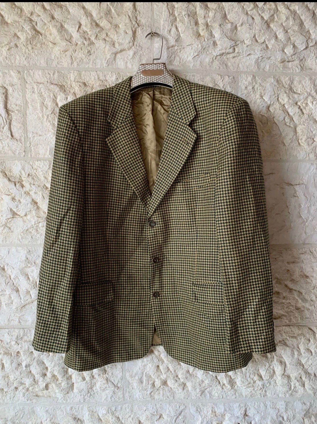 Vintage Hugo Boss Rubirosa pure wool houndstooth classic jacket blazer 44R 44L