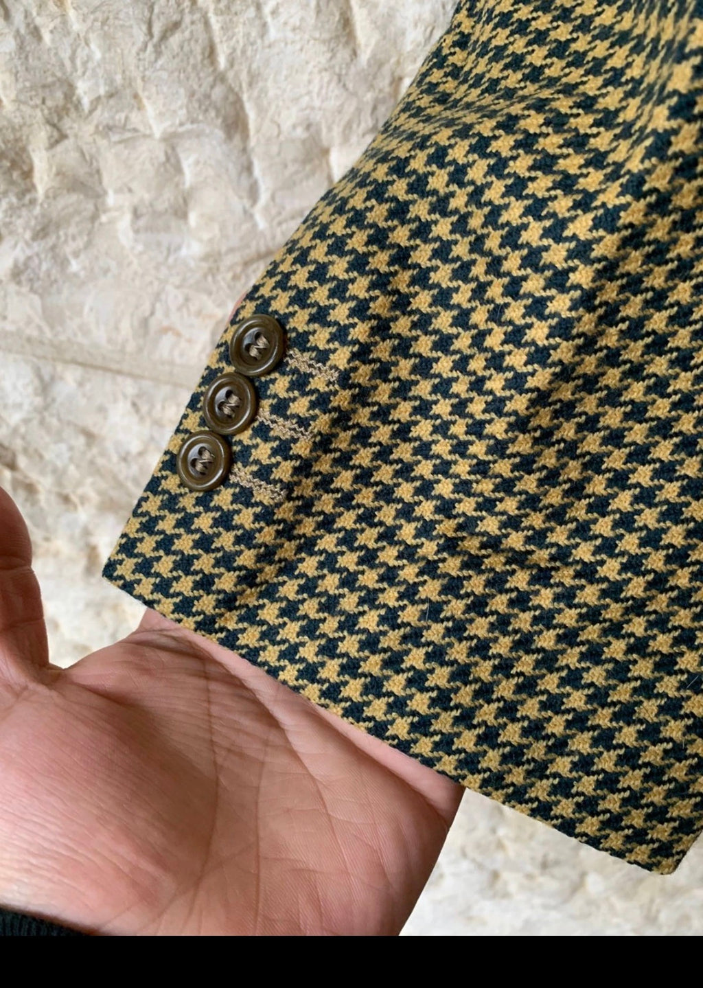 Vintage Hugo Boss Rubirosa pure wool houndstooth classic jacket blazer 44R 44L