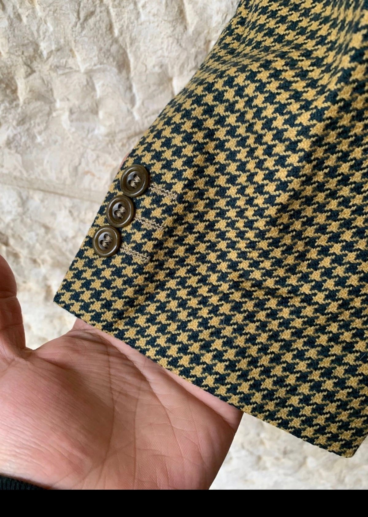 Vintage Hugo Boss Rubirosa pure wool houndstooth classic jacket blazer 44R 44L