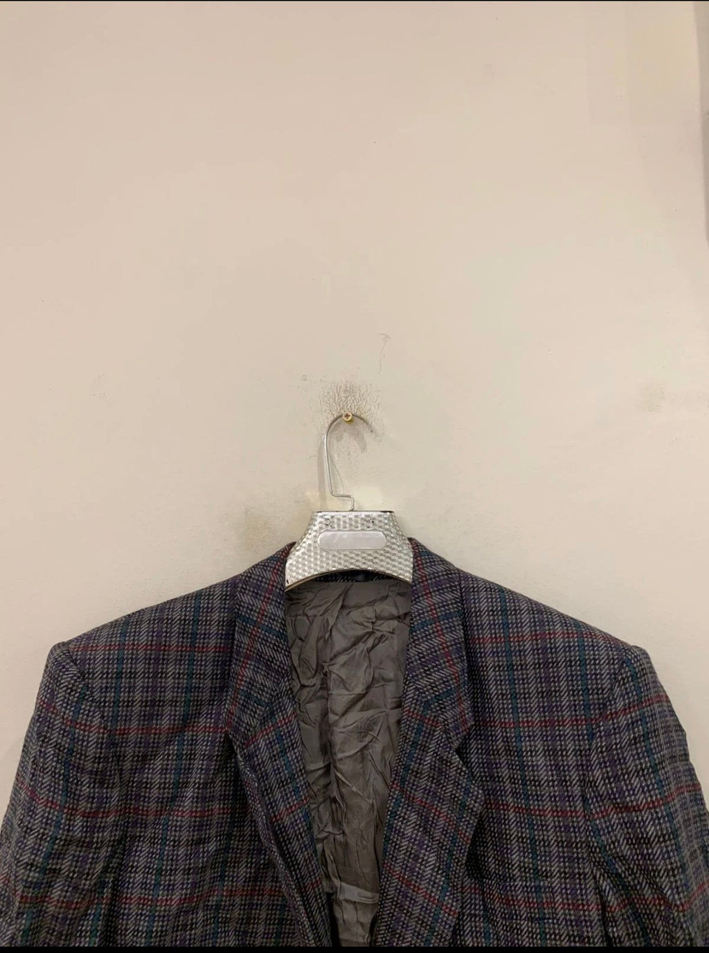 Vintage pure wool camouflage plaid classic unique grayish jacket blazer 44R