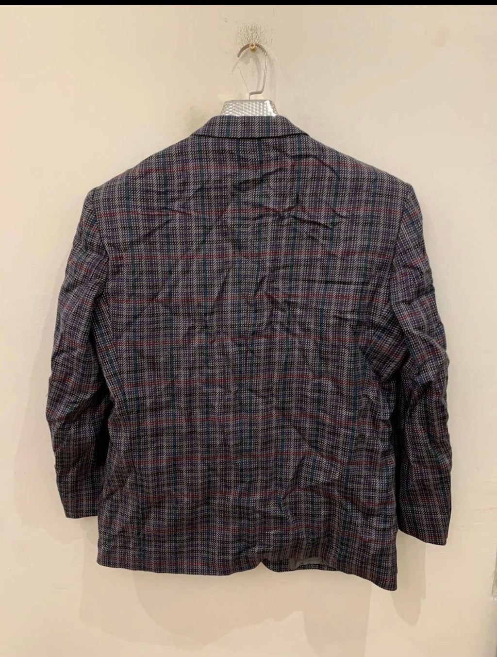 Vintage pure wool camouflage plaid classic unique grayish jacket blazer 44R