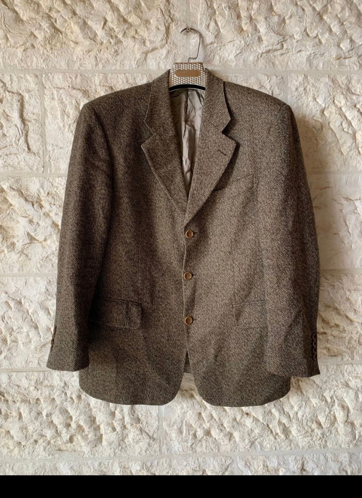 Vintage Hugo Boss Wool Cashmere camouflage brown sport coat blazer 44R