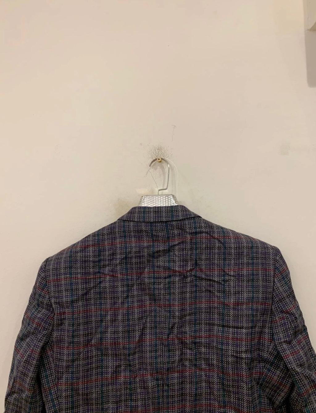 Vintage pure wool camouflage plaid classic unique grayish jacket blazer 44R