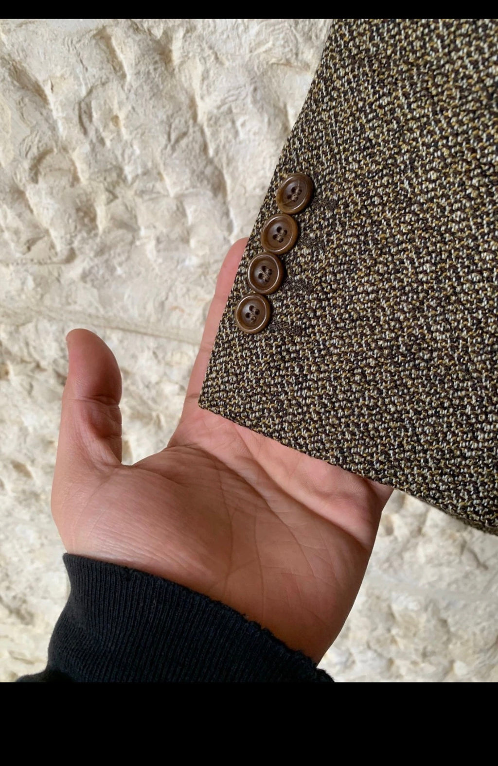 Vintage Hugo Boss Wool Cashmere camouflage brown sport coat blazer 44R