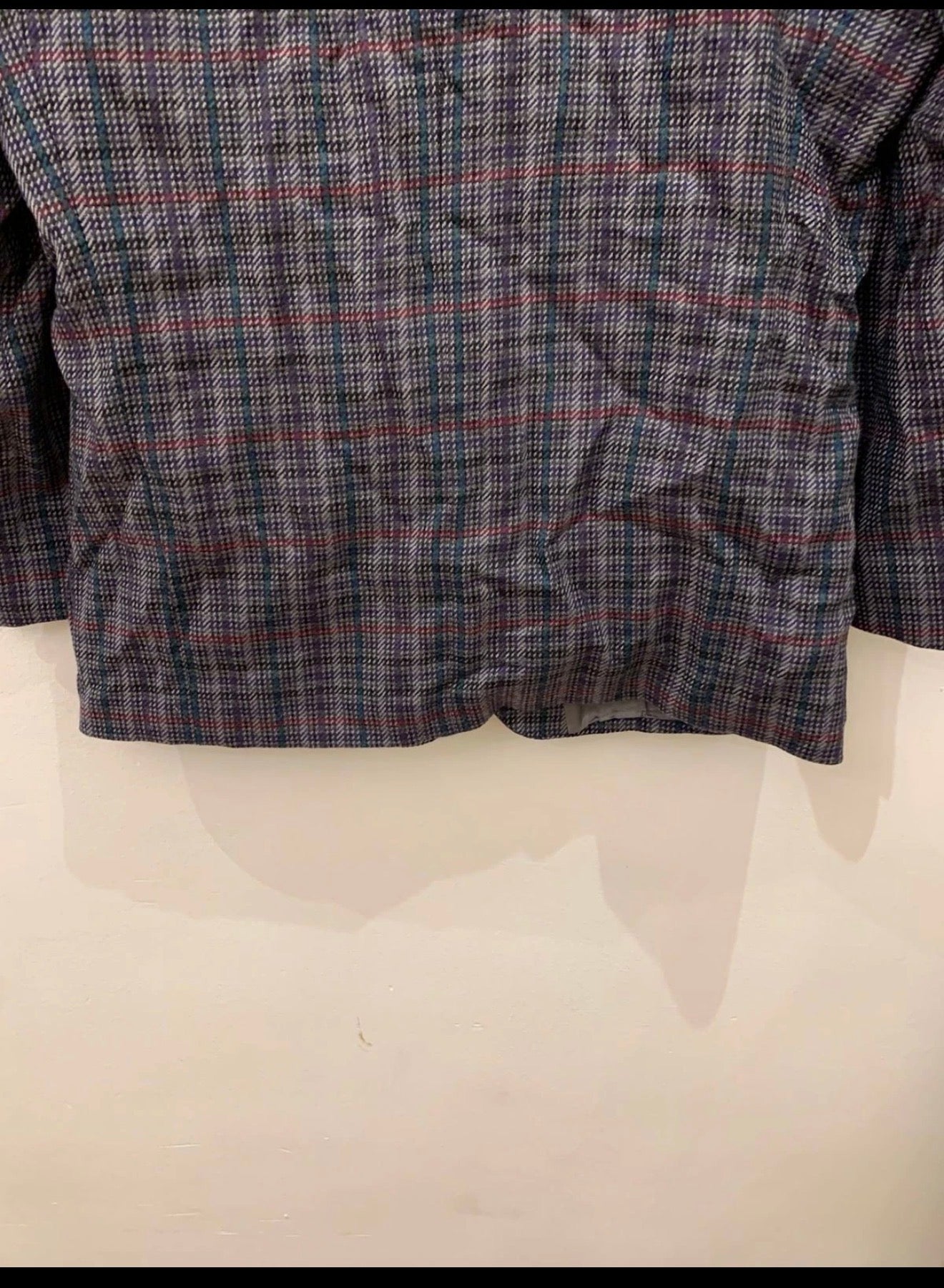 Vintage pure wool camouflage plaid classic unique grayish jacket blazer 44R