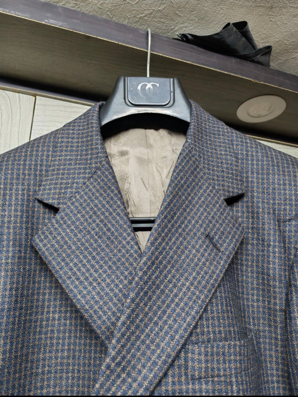 Vintage Tom James pure wool plaid classic 3 button jacket blazer 44R 44L