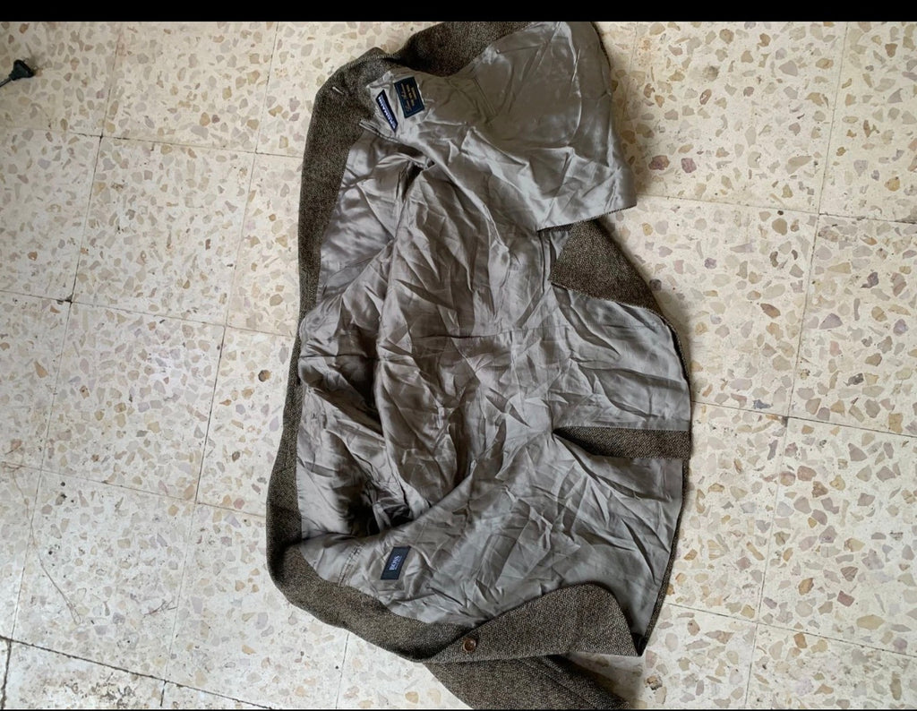 Vintage Hugo Boss Wool Cashmere camouflage brown sport coat blazer 44R