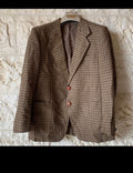 1970s Vintage houndstooth pure wool handwoven tweed hunting jacket blazer 42R