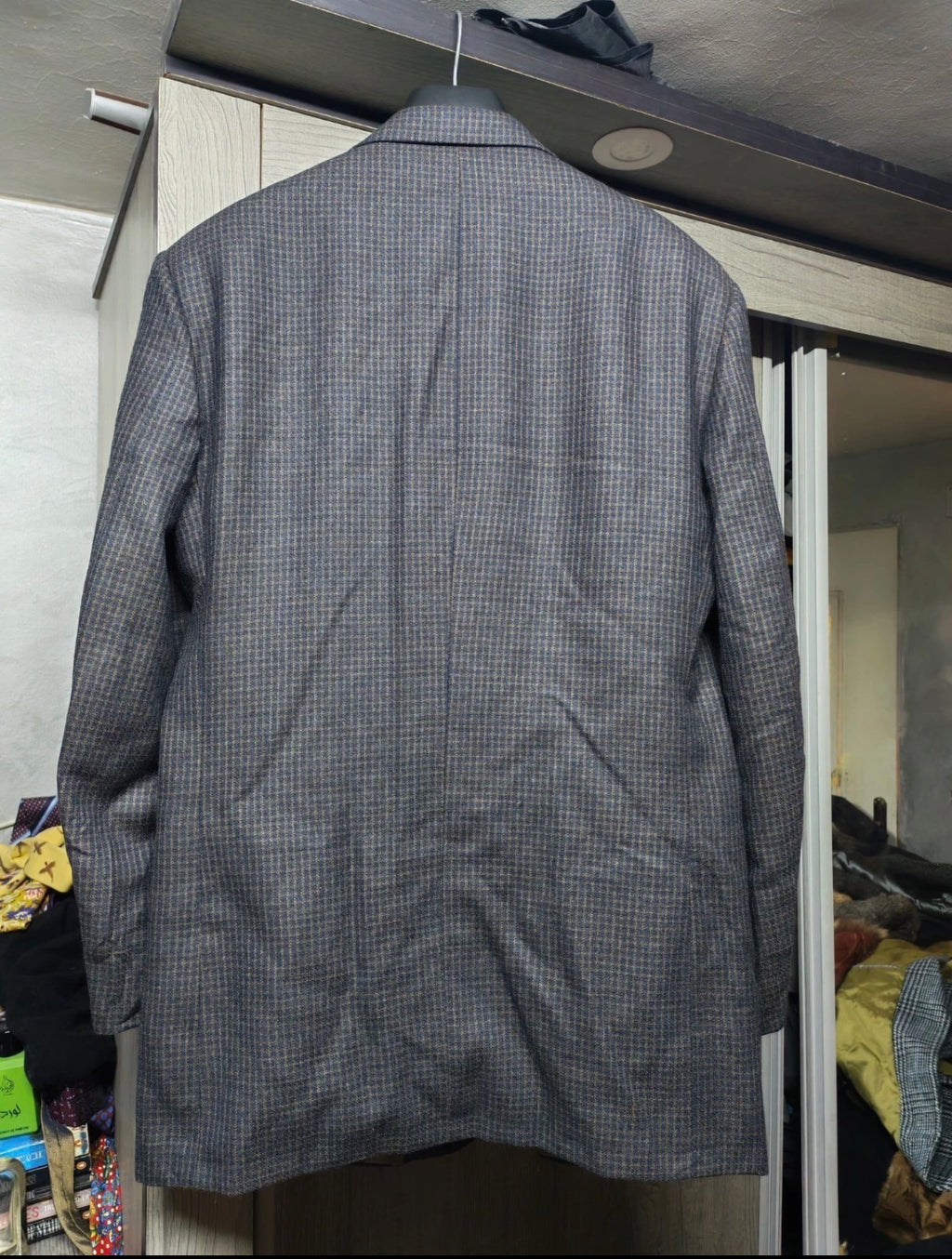 Vintage Tom James pure wool plaid classic 3 button jacket blazer 44R 44L