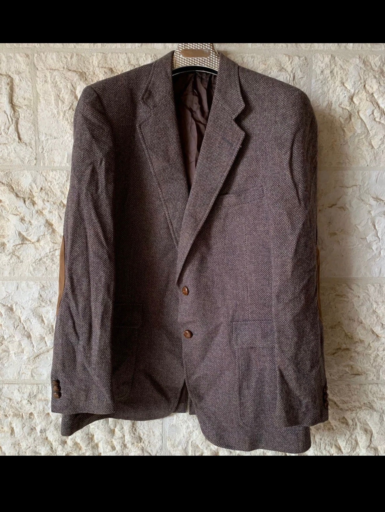 Vintage Austin Reed pure wool handwoven tweed brown hunting jacket blazer 42L