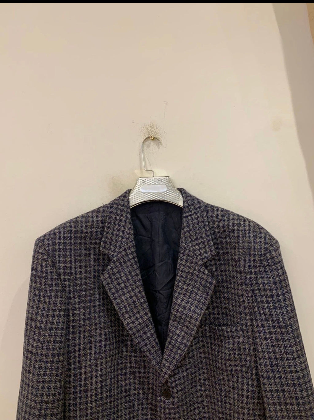 Vintage houndstooth plaid pure wool classic hunting jacket blazer 48R 48L XL