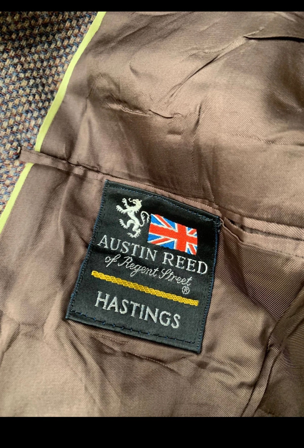 Vintage Austin Reed pure wool handwoven tweed brown hunting jacket blazer 42L