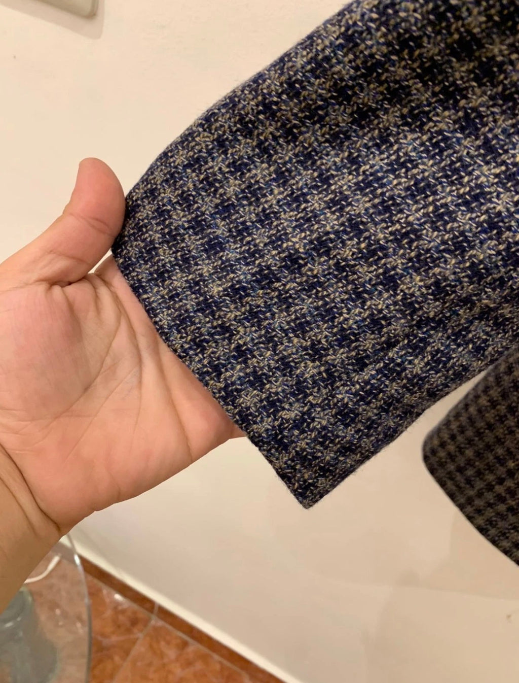 Vintage houndstooth plaid pure wool classic hunting jacket blazer 48R 48L XL