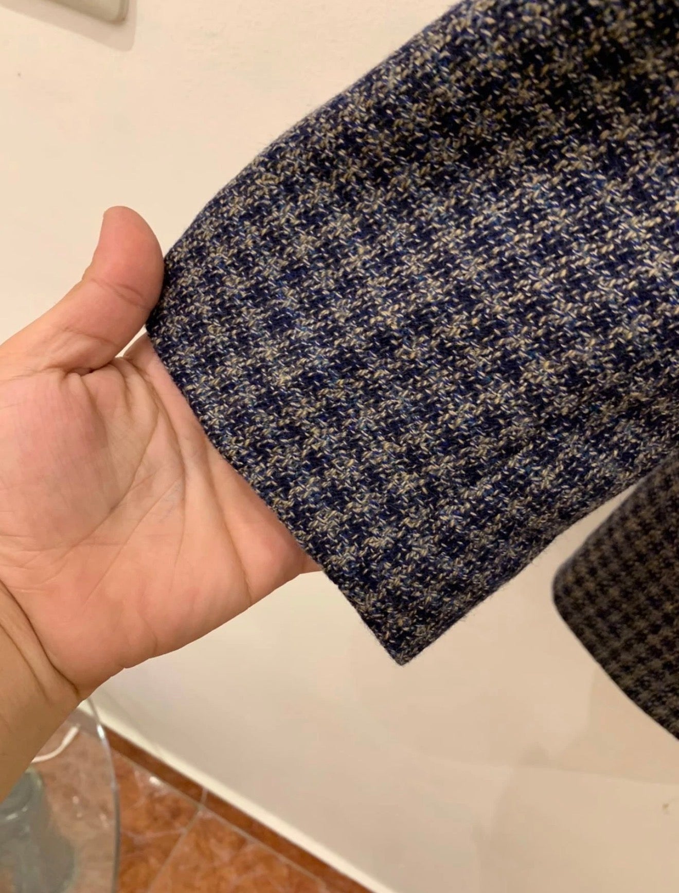 Vintage houndstooth plaid pure wool classic hunting jacket blazer 48R 48L XL