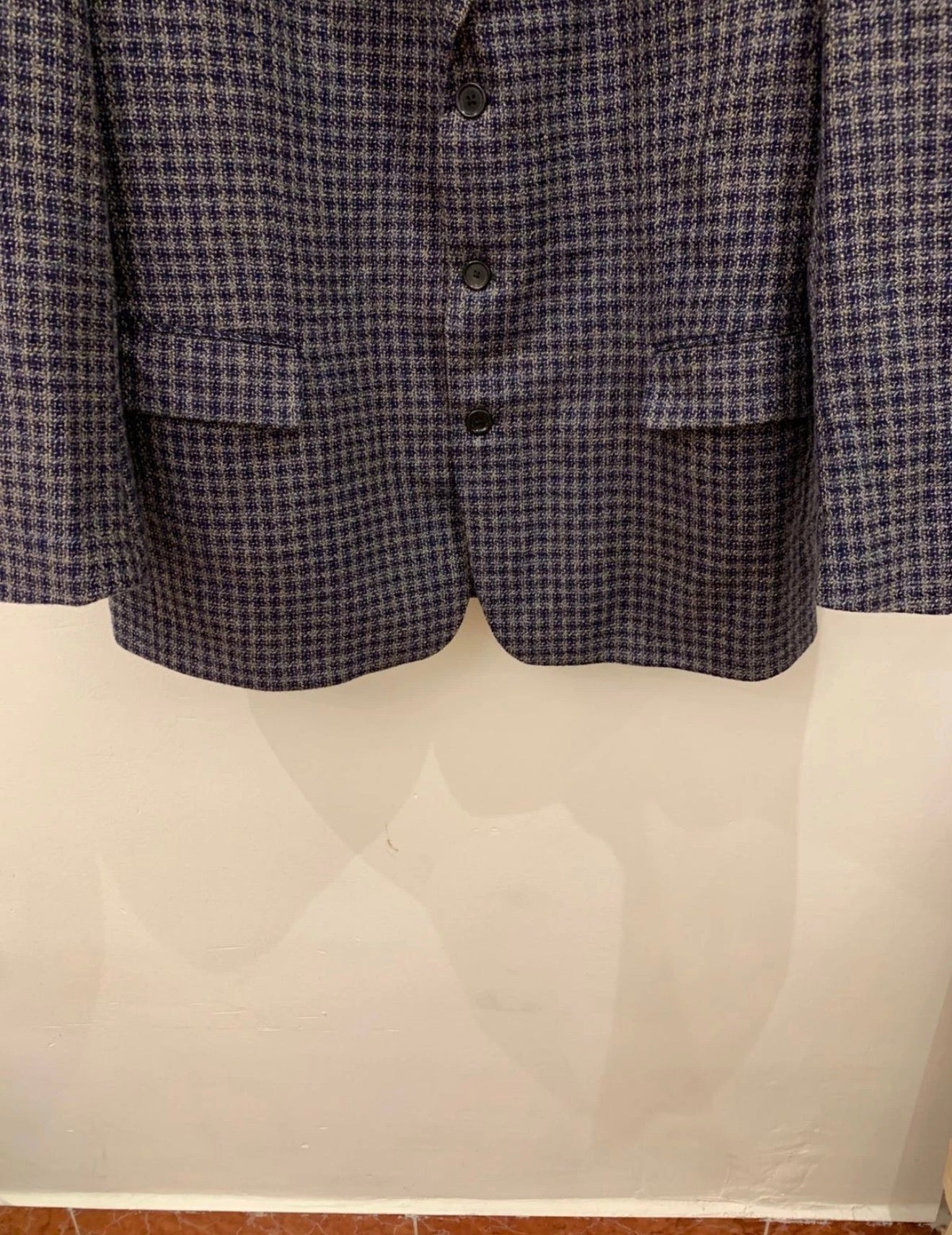 Vintage houndstooth plaid pure wool classic hunting jacket blazer 48R 48L XL