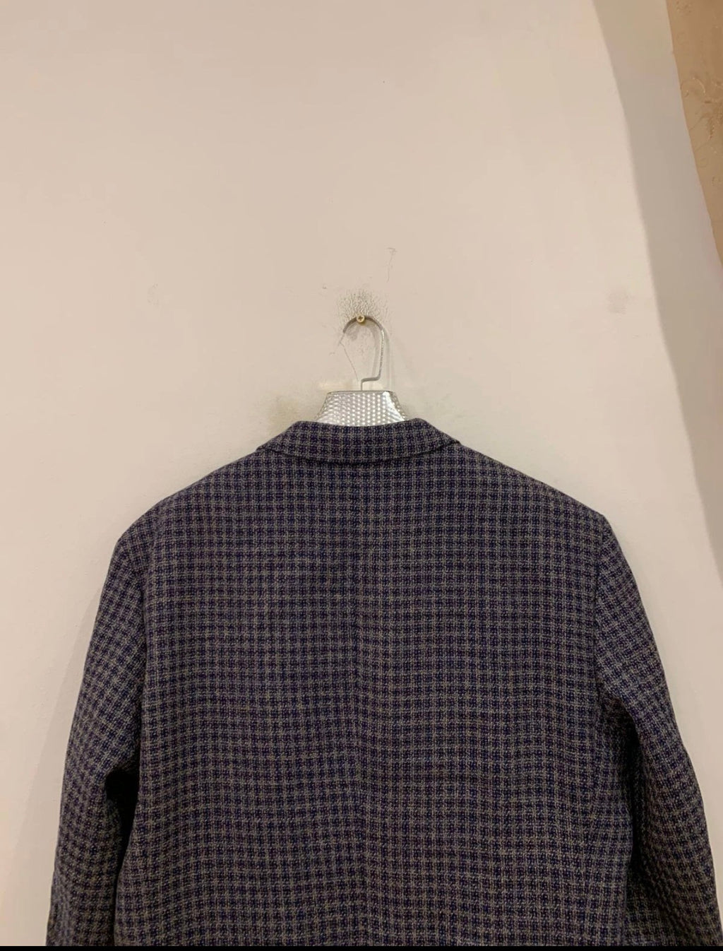 Vintage houndstooth plaid pure wool classic hunting jacket blazer 48R 48L XL