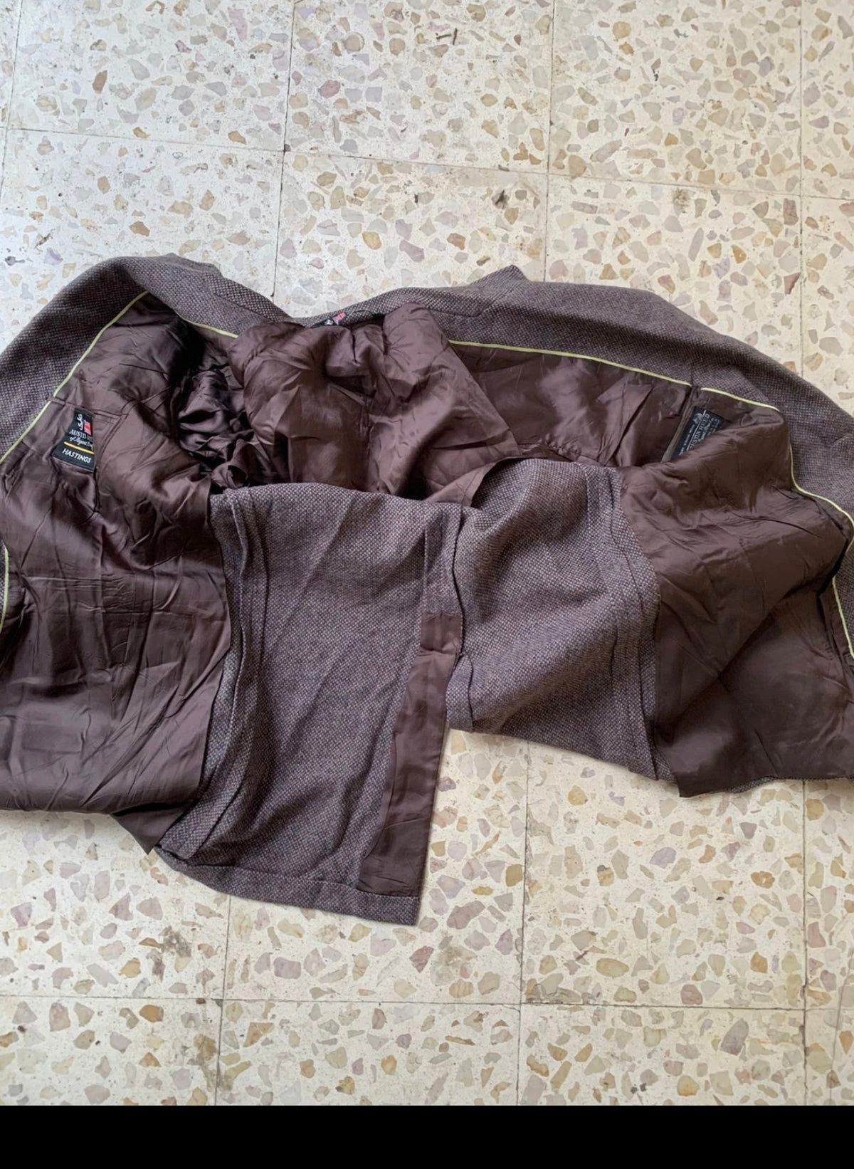 Vintage Austin Reed pure wool handwoven tweed brown hunting jacket blazer 42L