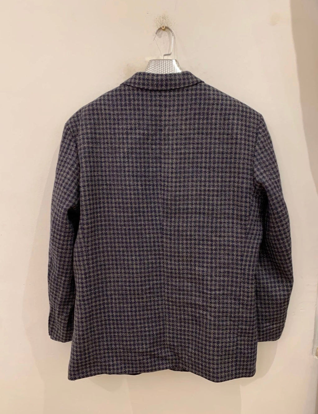 Vintage houndstooth plaid pure wool classic hunting jacket blazer 48R 48L XL