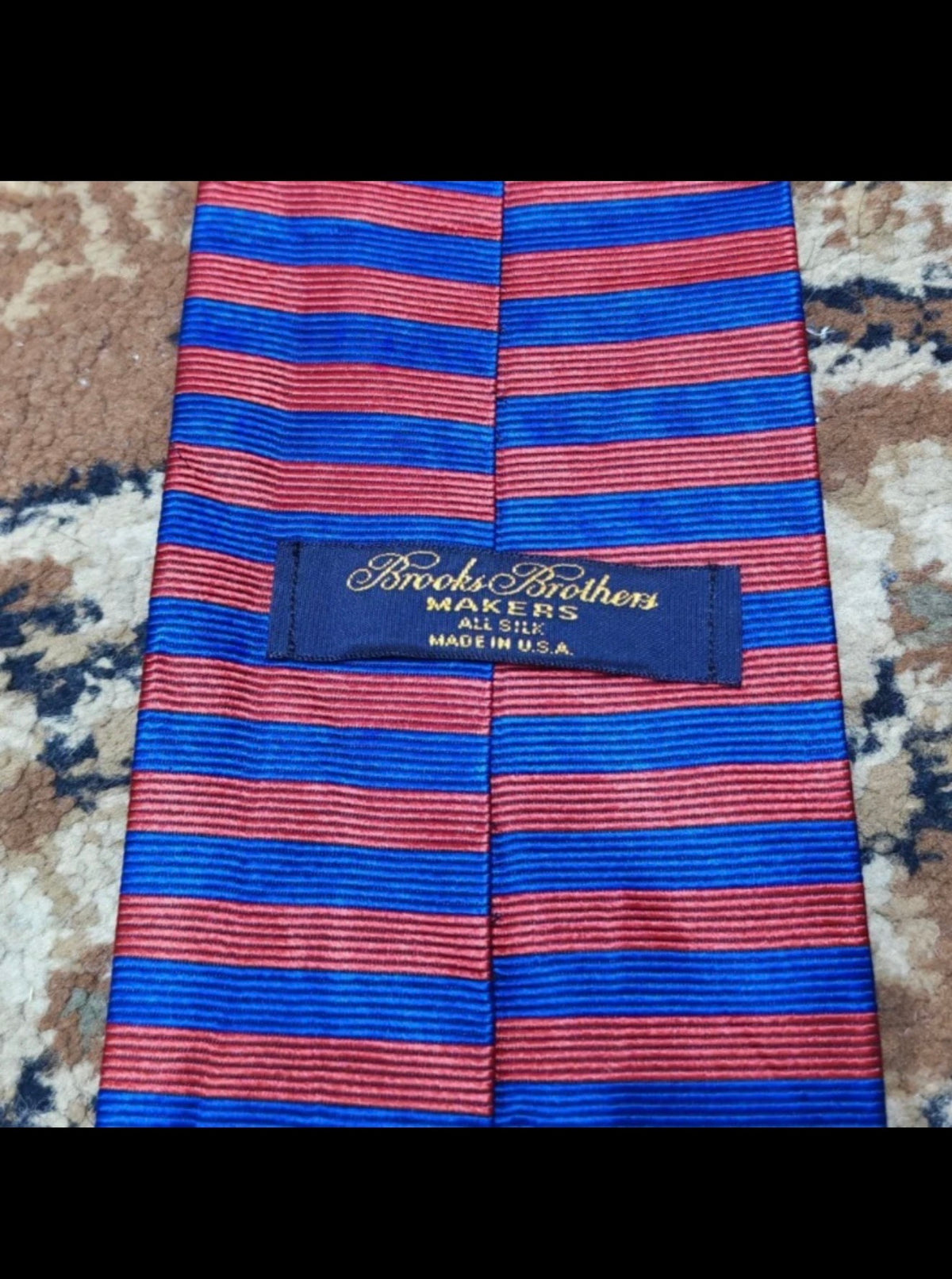 Vintage Brooks Brothers Makers classic 100% all silk luxury Red Blue neck tie