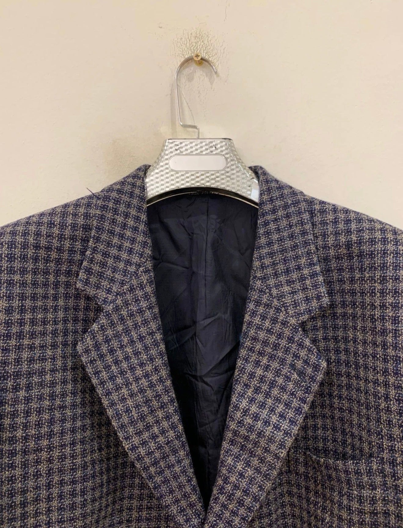Vintage houndstooth plaid pure wool classic hunting jacket blazer 48R 48L XL
