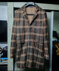 Paolo Pecora 100% Extrafine Merino Wool classic plaid brown over coat 36L 36R