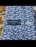 vintage Celine Paris classic 100% all silk luxury Geometric navy gray neck tie