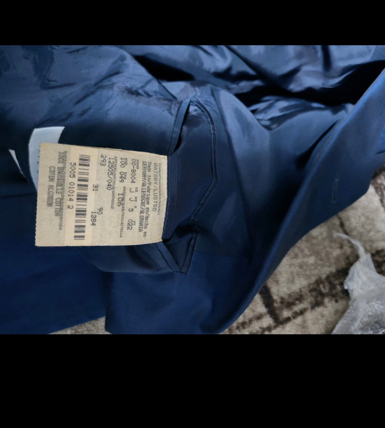 Vintage Hugo Boss 100% pure Cotton classic shiny blue 2 button summer suit 42L