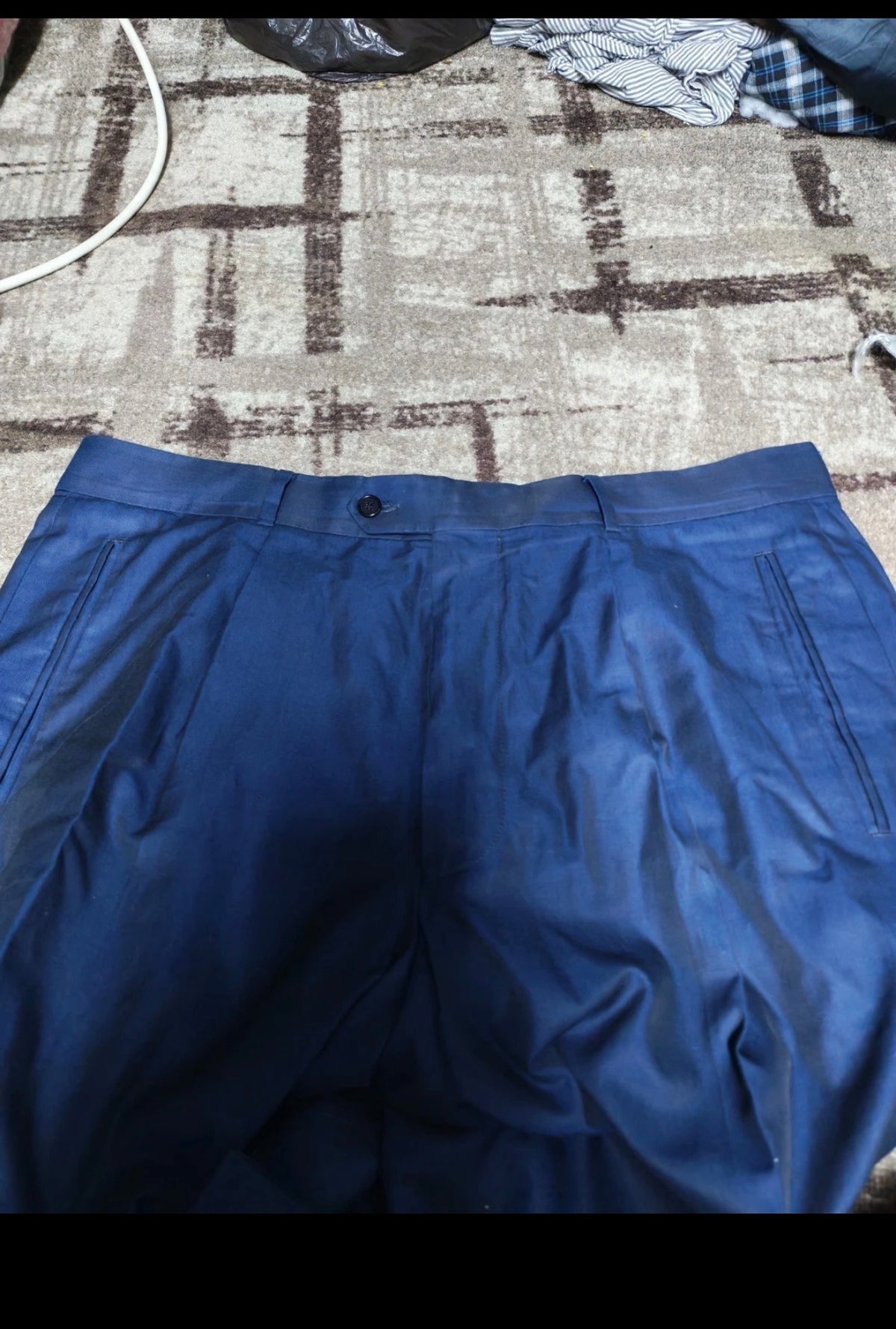 Vintage Hugo Boss 100% pure Cotton classic shiny blue 2 button summer suit 42L
