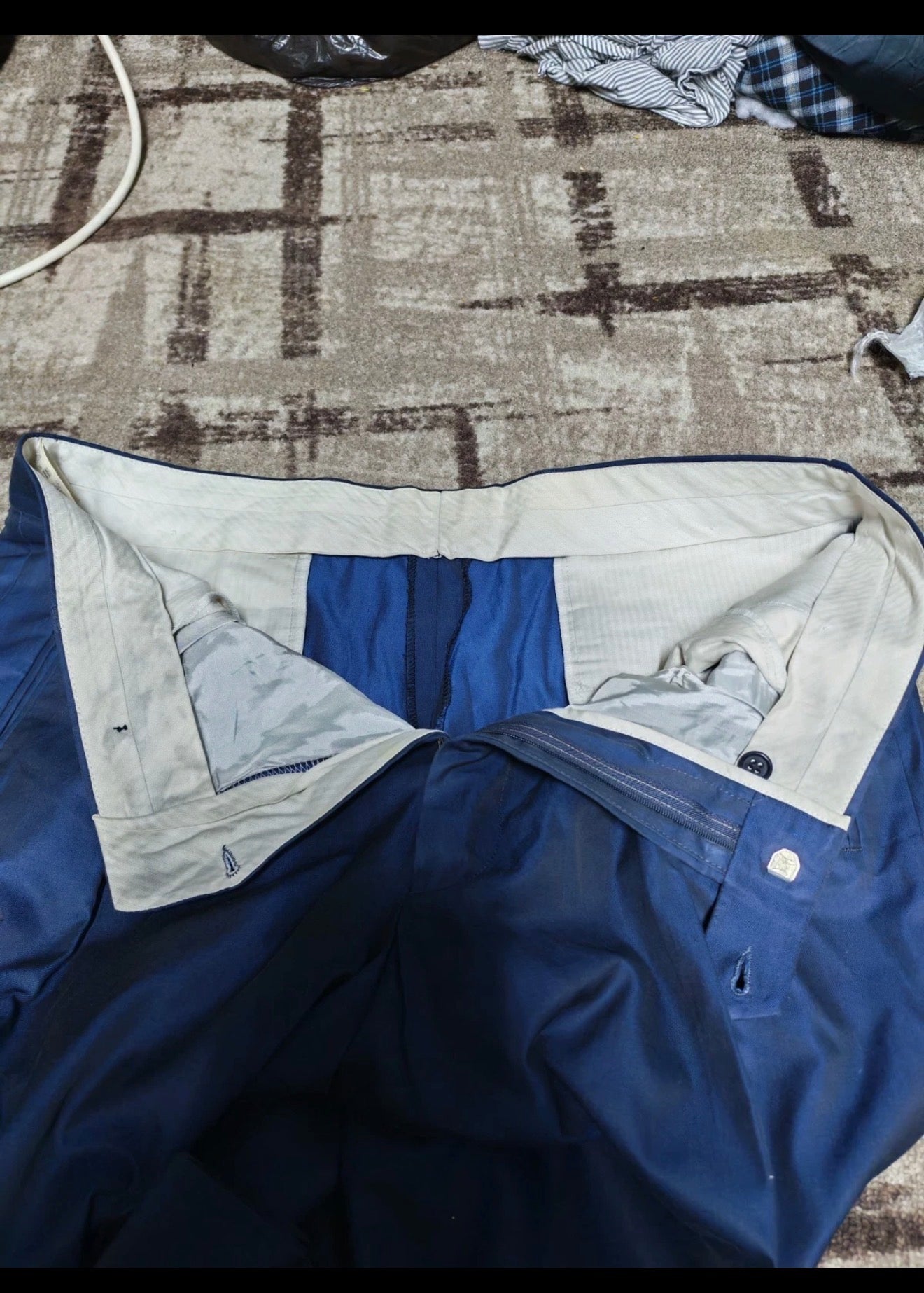 Vintage Hugo Boss 100% pure Cotton classic shiny blue 2 button summer suit 42L