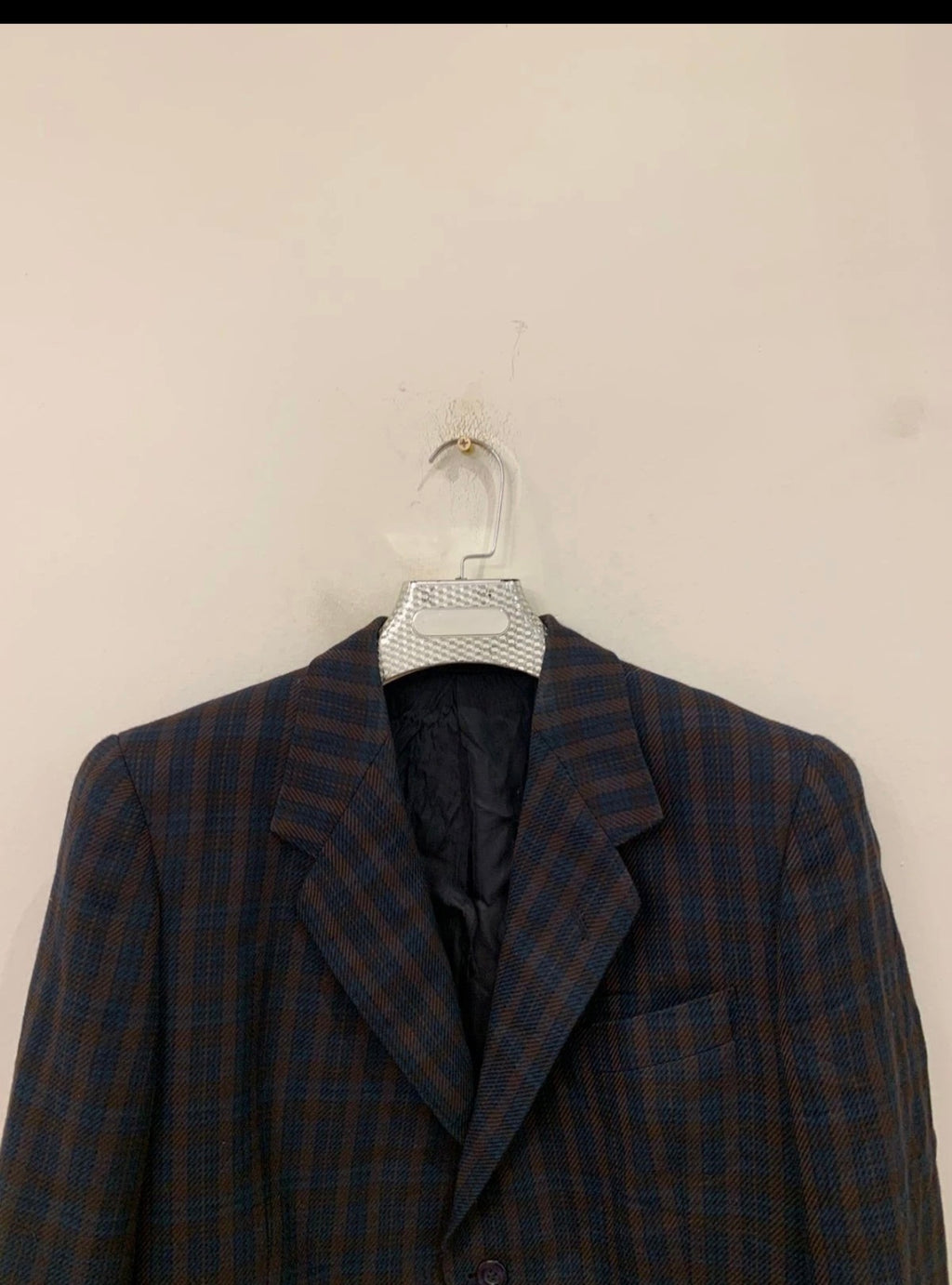 1970s Vintage woollen wool camouflage plaid classic jacket blazer 42R