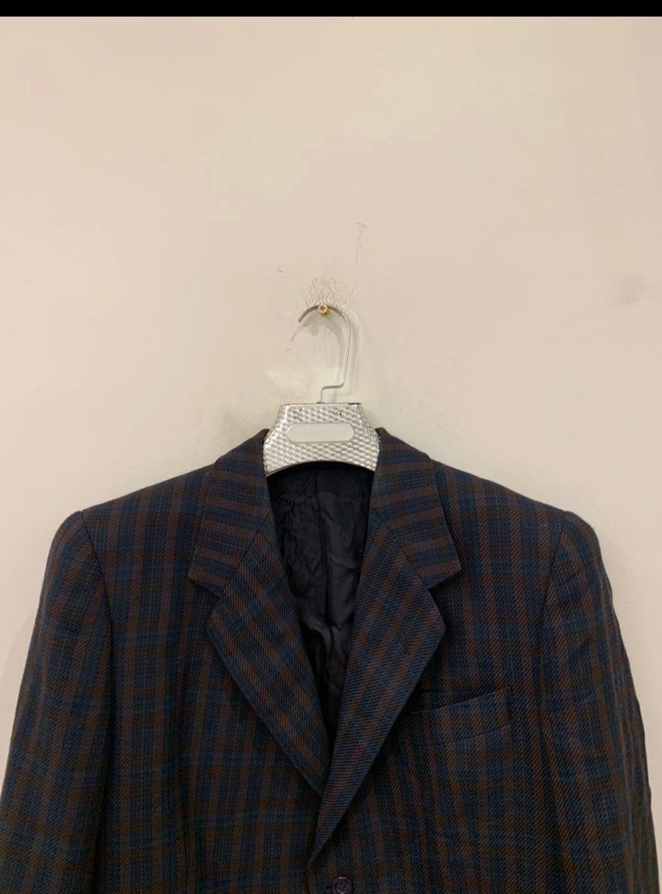 1970s Vintage woollen wool camouflage plaid classic jacket blazer 42R