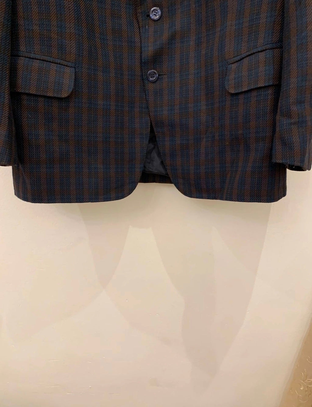 1970s Vintage woollen wool camouflage plaid classic jacket blazer 42R