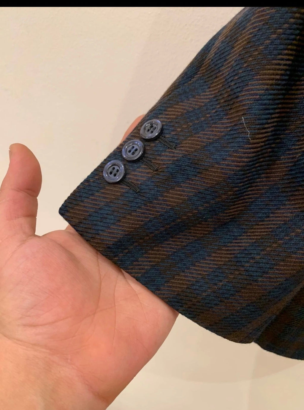 1970s Vintage woollen wool camouflage plaid classic jacket blazer 42R