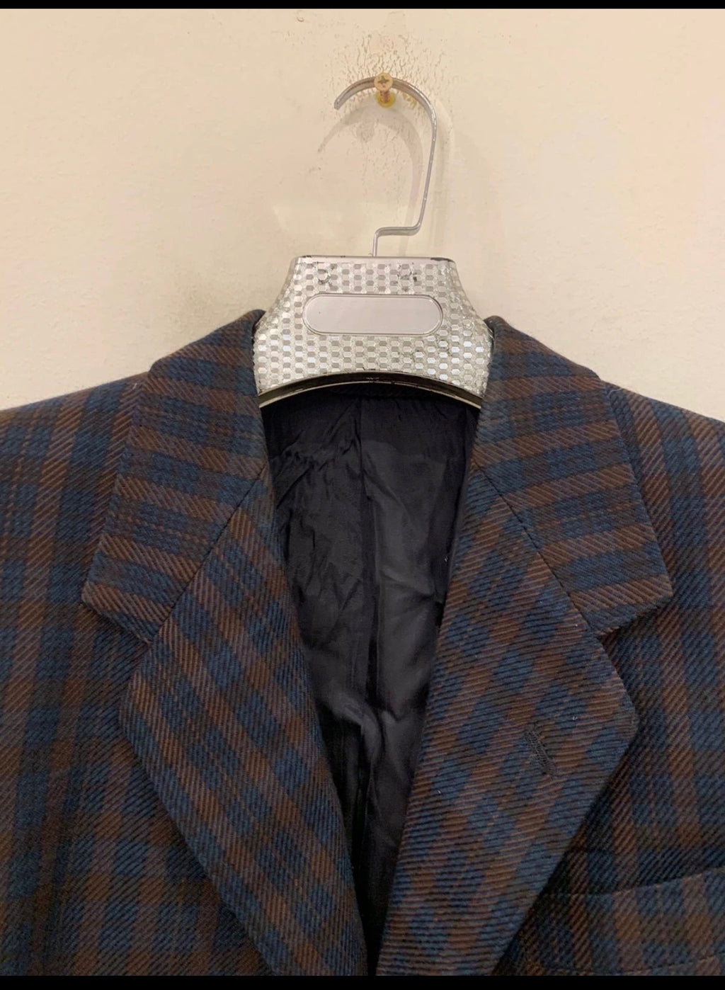 1970s Vintage woollen wool camouflage plaid classic jacket blazer 42R