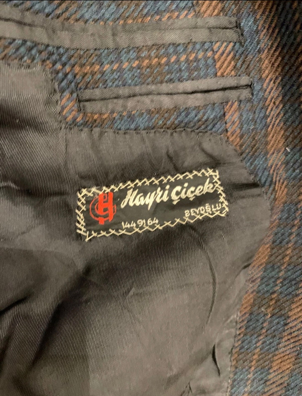 1970s Vintage woollen wool camouflage plaid classic jacket blazer 42R