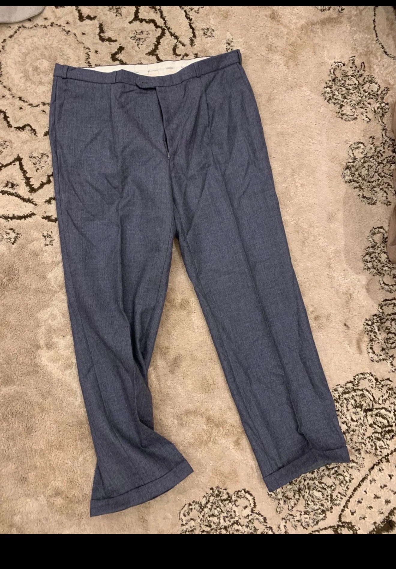 1970s vintage pure wool classic grayish blue 2 button suit 40R