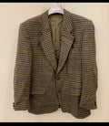 Vintage pure wool handwoven tweed camouflage plaid brown jacket blazer 42R