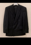 Vintage Van Gils pure wool super 100s double breasted classic black suit 40R 40S