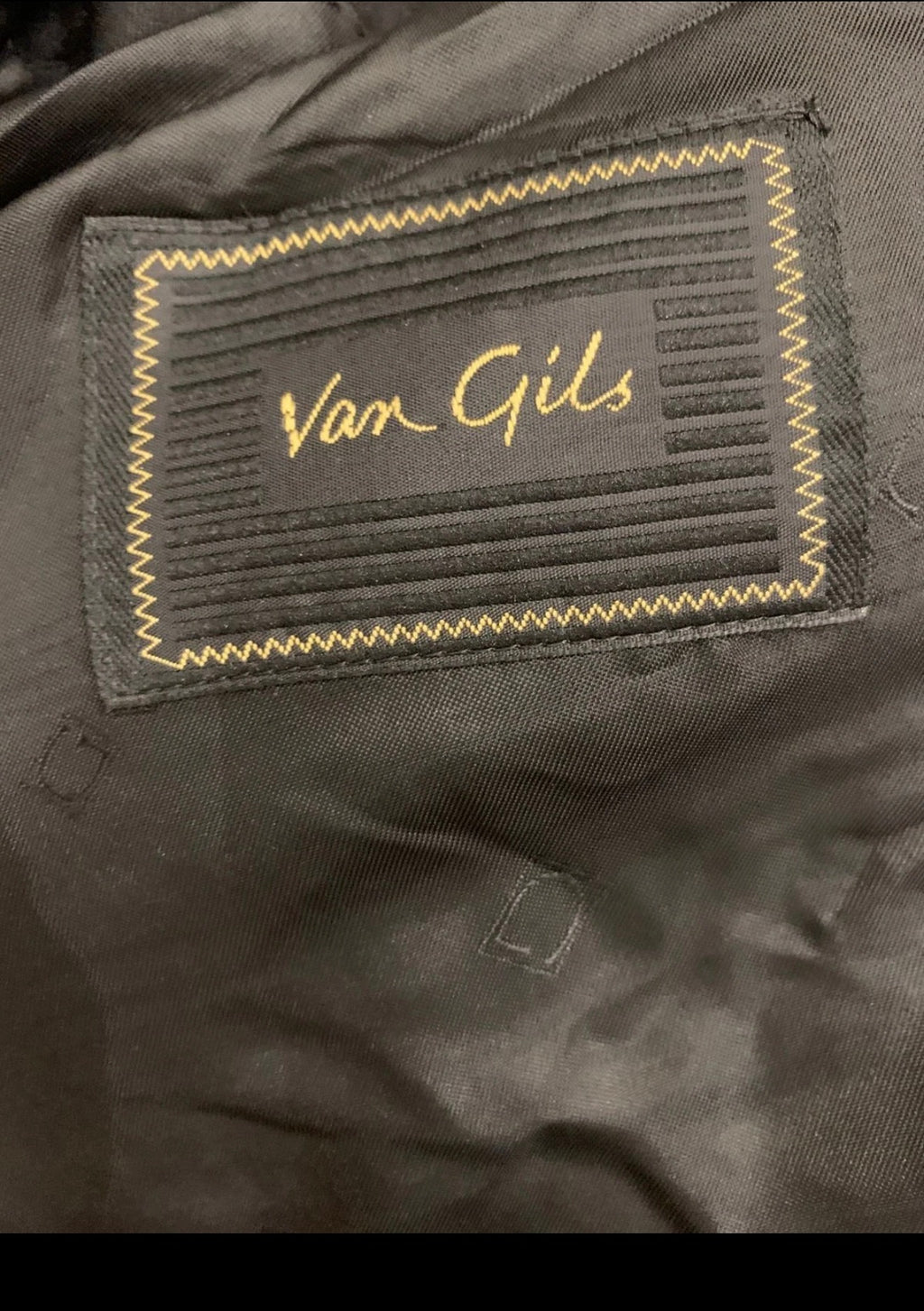 Vintage Van Gils pure wool super 100s double breasted classic black suit 40R 40S