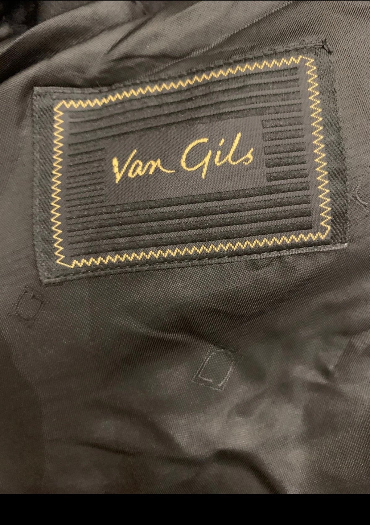 Vintage Van Gils pure wool super 100s double breasted classic black suit 40R 40S