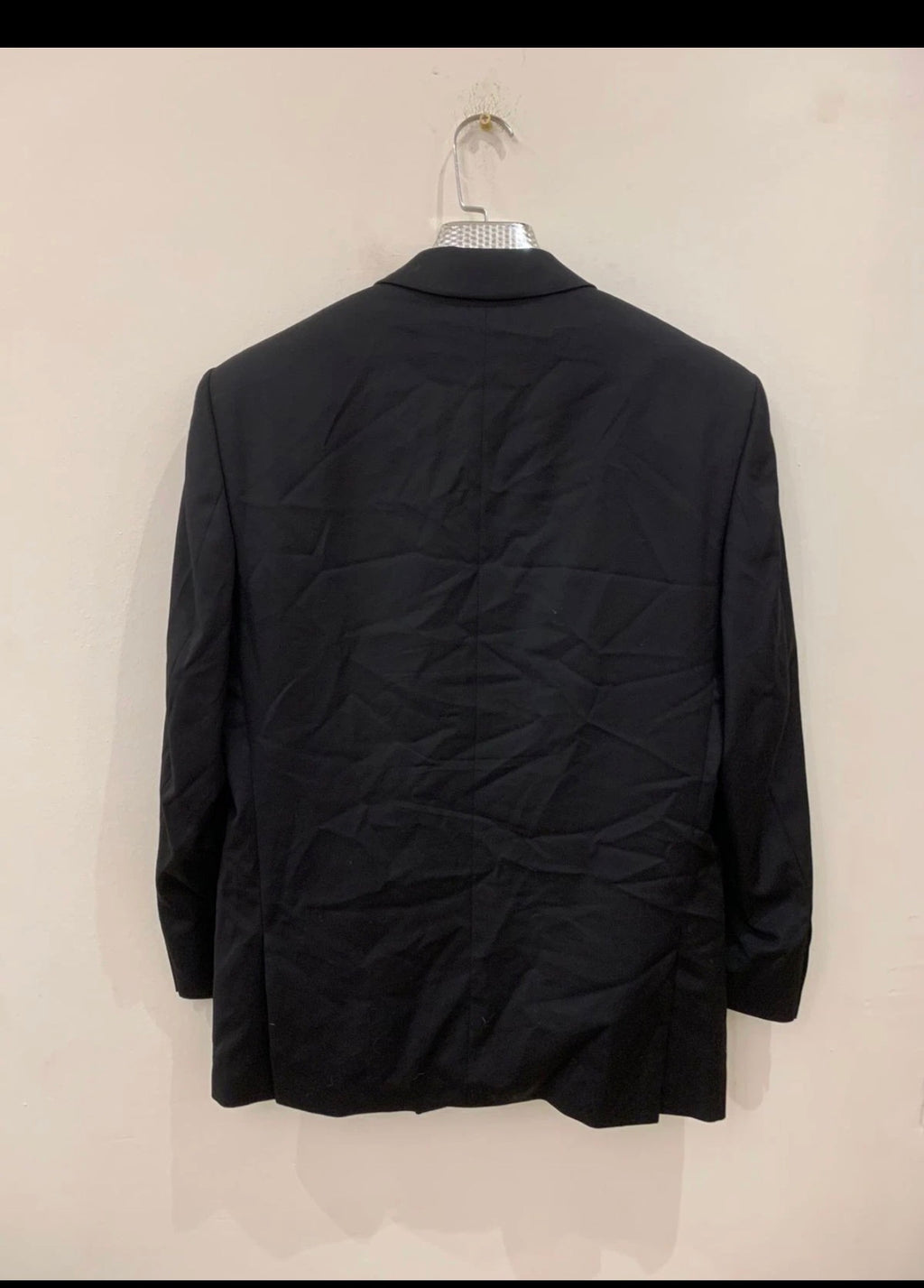 Vintage Van Gils pure wool super 100s double breasted classic black suit 40R 40S