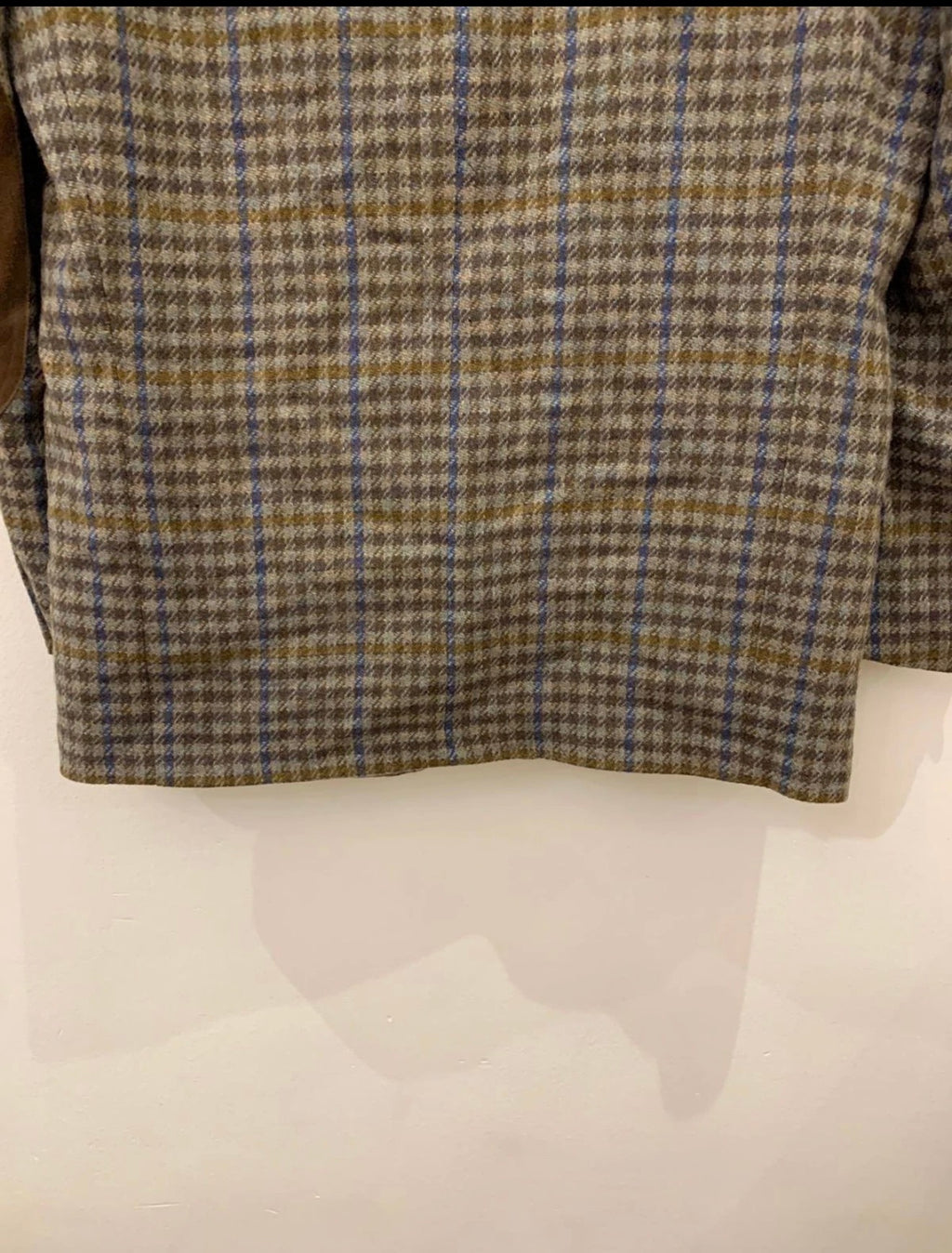 Vintage pure wool handwoven tweed camouflage plaid brown jacket blazer 42R